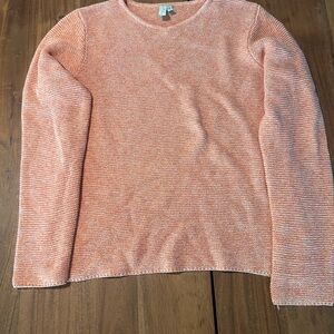 Sahalie Peach Terra Cotta Crew Neck Cotton Sweater